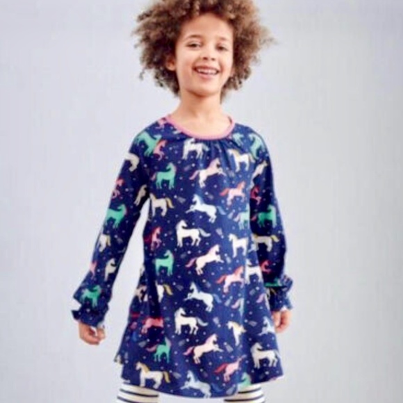 Mini Boden Girls’ Rainbow Unicorn Tunic Dress w/Pockets Size 3-4 - Picture 2 of 5